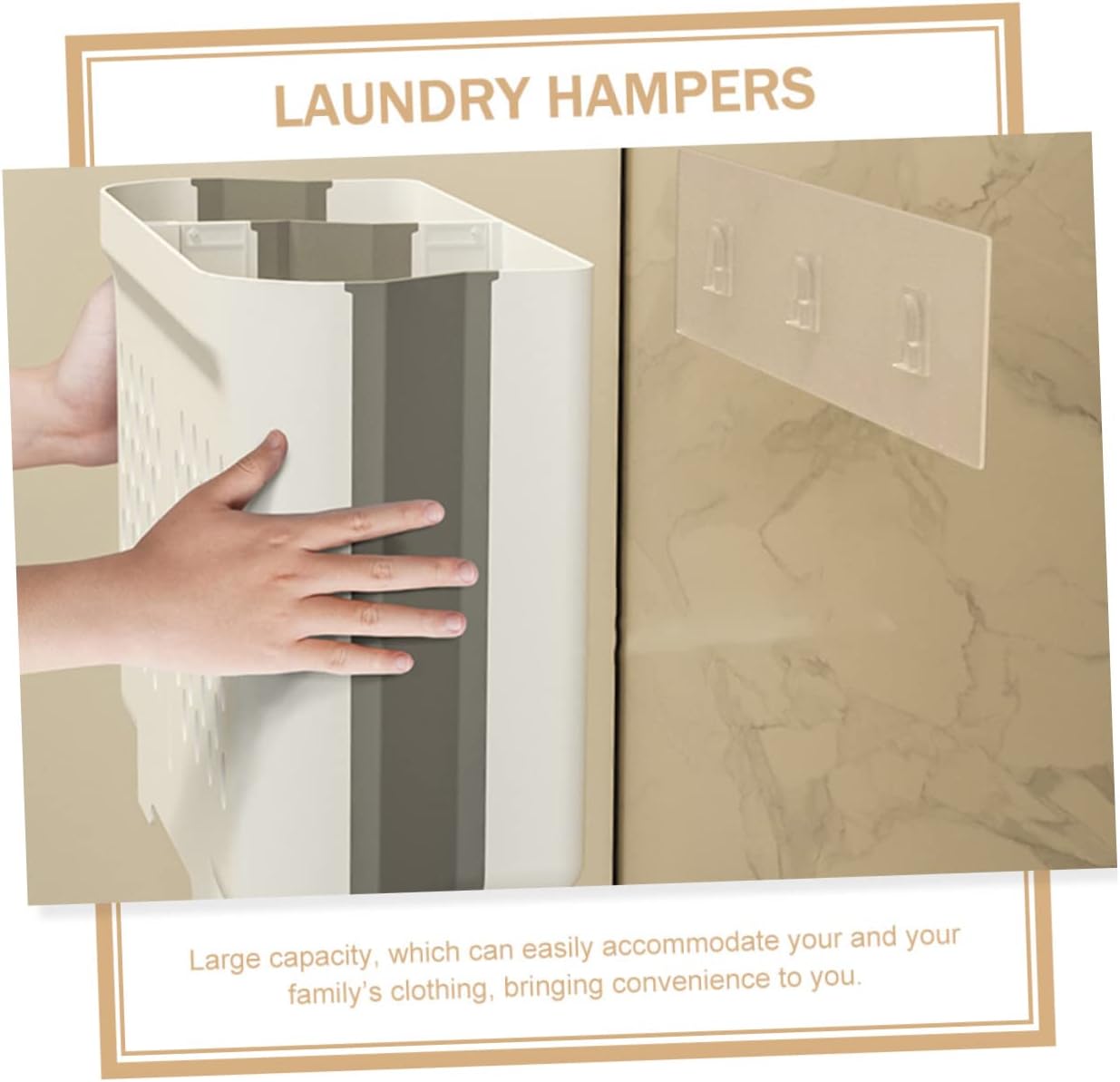 Wall Mounted Collapsible Laundry Basket, Foldable Hanging Storage Bin for Dirty Clothes and Toys, Plastic Organizer for Bathroom, Bedroom, Nursery, and Laundry Room, 15.35 X 11.41 X 6.29 Inches