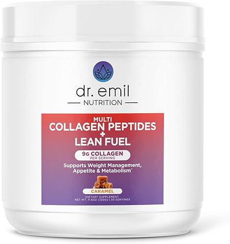 DR EMIL NUTRITION Polvo de péptidos de colágeno Polvo de colágeno con sabor a caramelo para mujeres, suplementos de colágeno para cabello, piel y