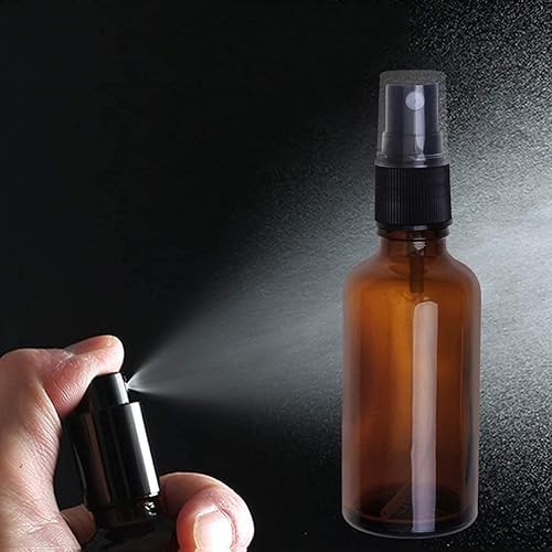 Miniatura 6 de Botellas de spray de vidrio ámbar de tamaño de viaje de 0.5 fl oz, recipientes cosméticos con pulverizadores negros para productos de limpieza de