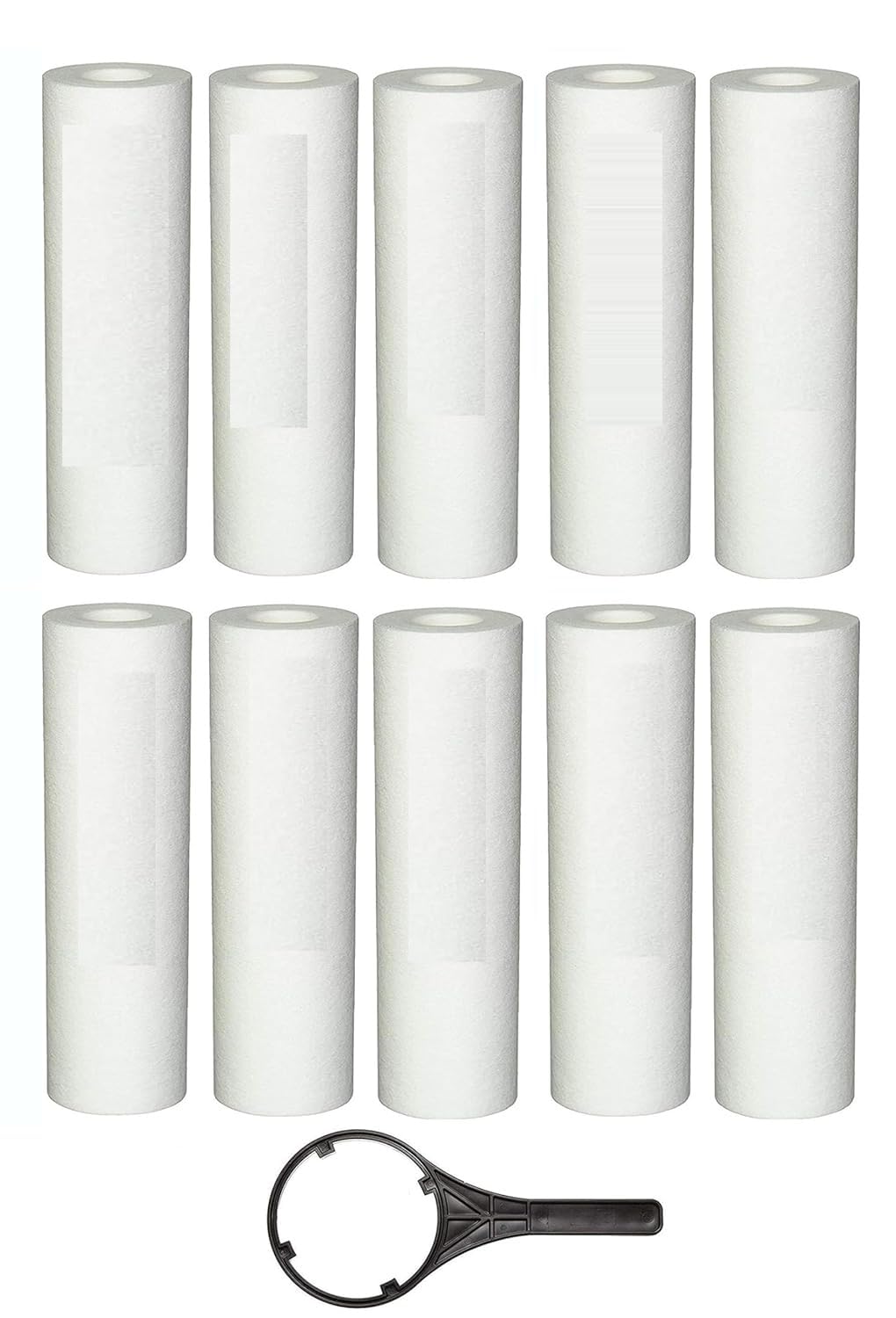 PP Spun Filter + 1 Spanner for All Types of RO Water purifiers (10 Inch, 5 Micron) Ro Housing Sediment Filters | Replacement Spun Filter Cartridge Pre Filter Candle (10)-image-5