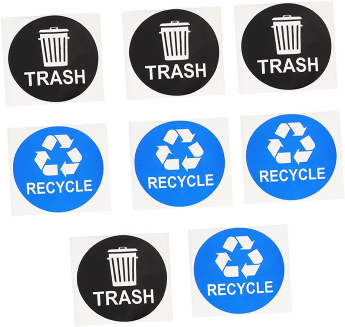 Operitacx 8pcs Trash Classification Stickers Self-Adhesive Trash Recycling Labels for Waste Bins Black Blue Decals for Easy Sorting and Organization