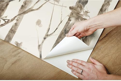 Miniatura 4 de RoomMates RMK11727WP - Papel tapiz de abedul para despegar y pegar, rollo de papel tapiz, color marrón y gris pardo