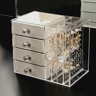 Earring Display Stand, Earring Home Storage Holder, Necklace Box, Jewelry Storage Box, Large Capacity Storage Rack-Grey