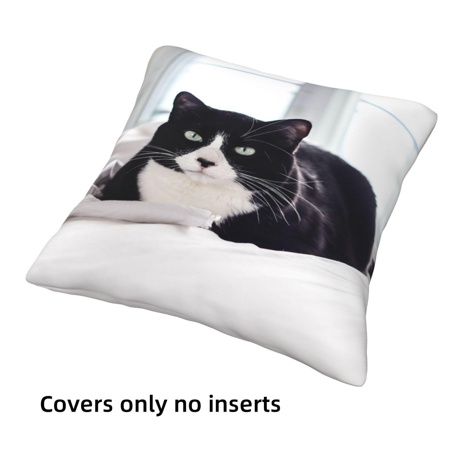 Fundas de Cojines Juego de 4 60x60cm Funda Cojin Felpa Corto Gato Cojines Decoracion Perros Fundas de Cojín Cuadradas Impresión Doble Cara con Cremallera Oculta,para Sofá Cama Decoración Hogar24x24in