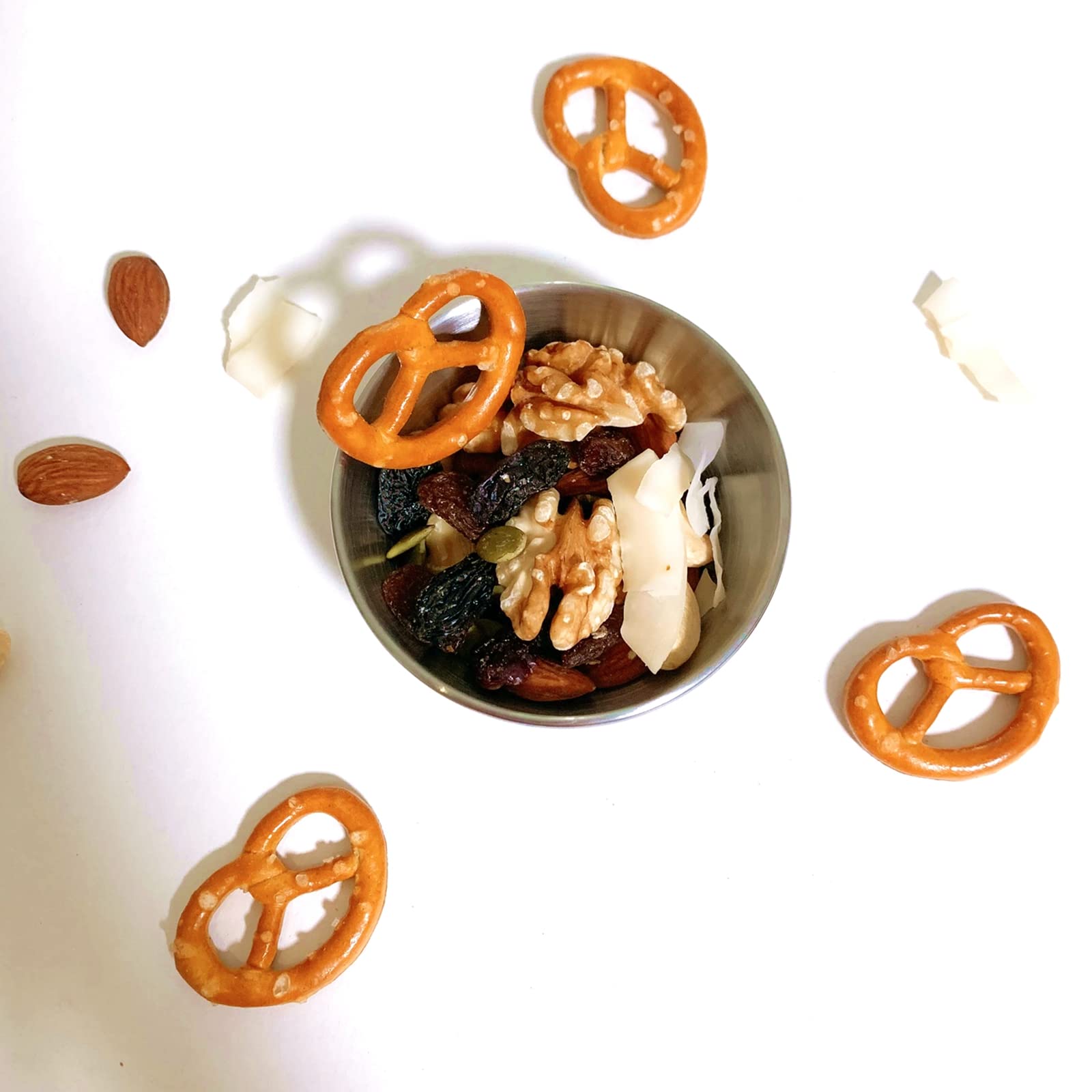 Juego de 8 platos de salsa de 3.2 pulgadas, cuencos pequeños de 2 onzas, mini platillos de acero inoxidable para cocina, preparación, guarnición, salsa de soja, sushi, condimentos, condimentos