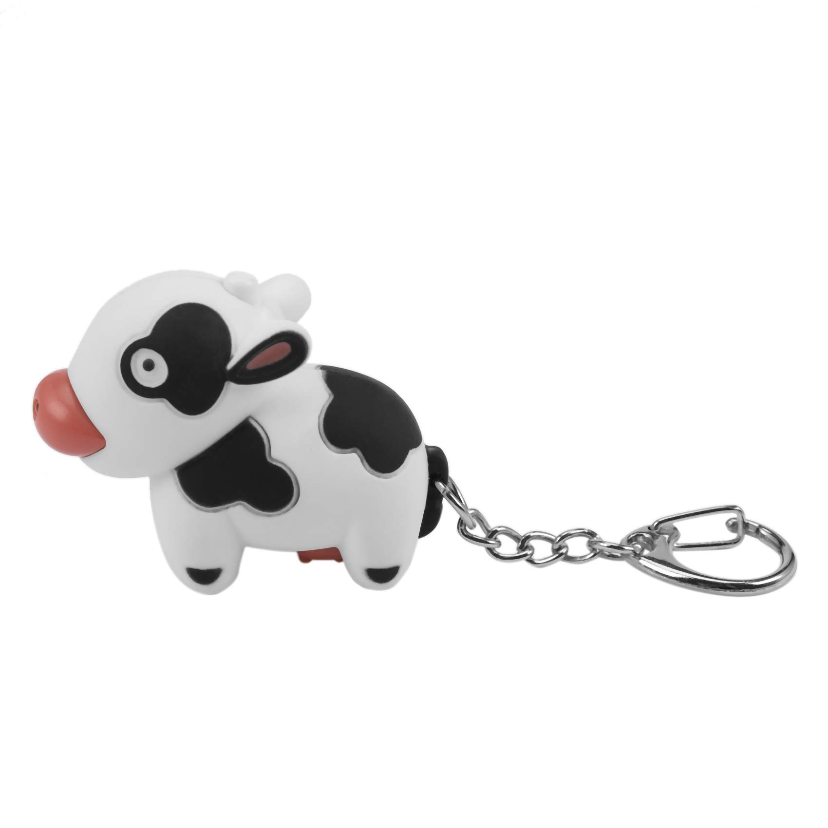 Brensty Cute Cow Keyring With Sound Keychain Christmas Xmas Favors Bag Fillers Gifts Fun & Adult (White)