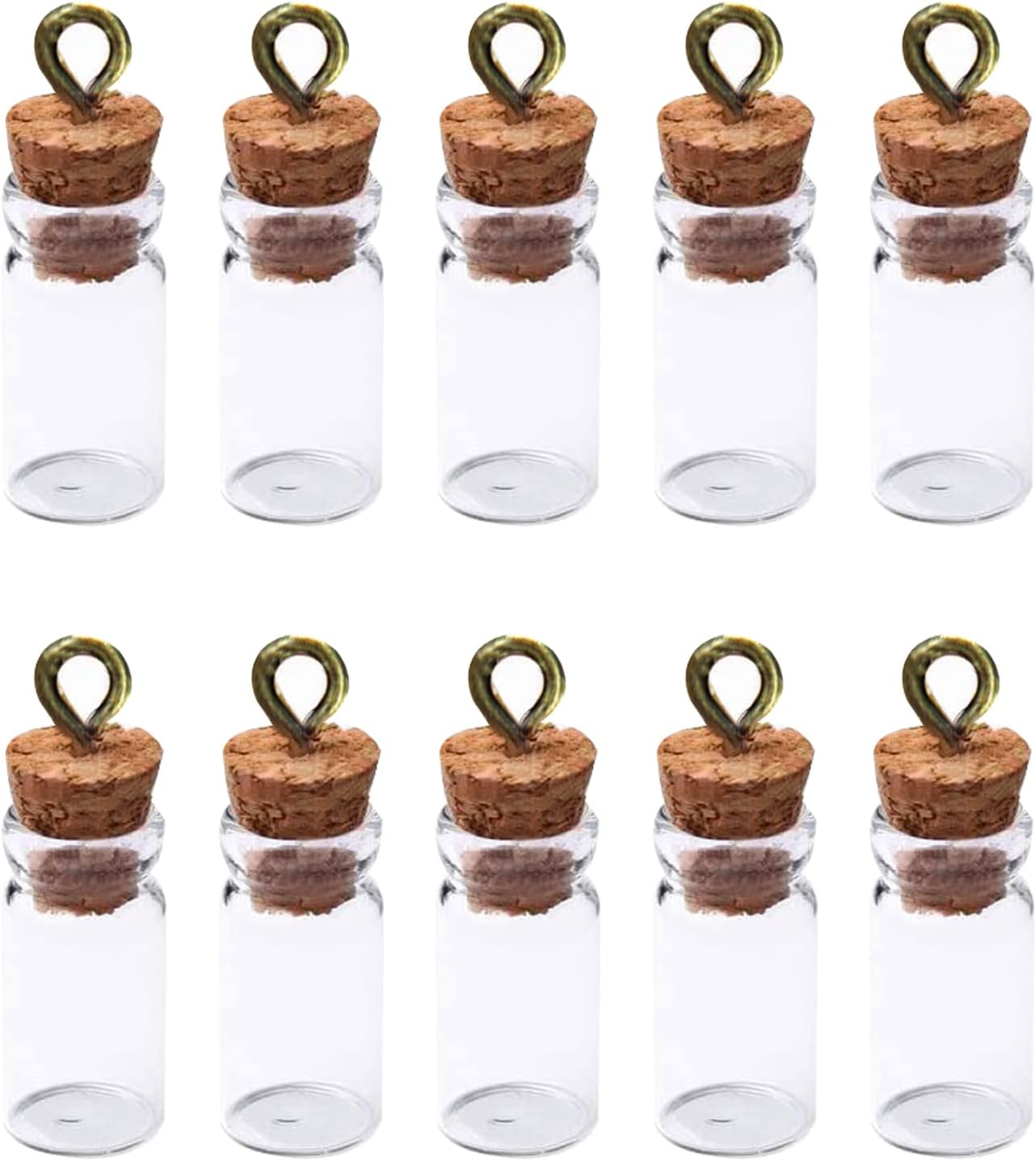 10 PCS Small Glass Bottles With Cork Lids, Mini Stoppers Snuff Kit 1ml Empty Spell Jars Miniature Potion Bottles Small Message Tiny Wishing for DIY Crafts Decoration