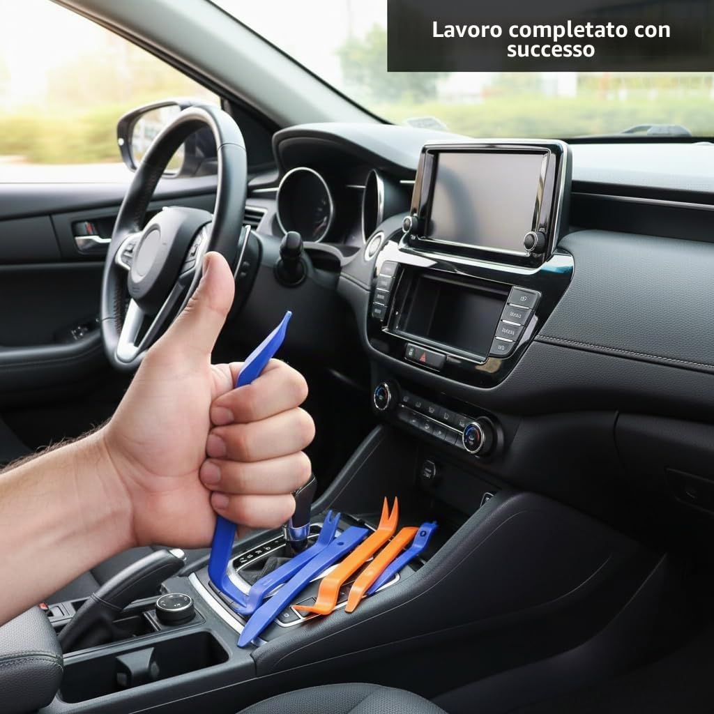 Set 12 Pezzi Strumenti Smontaggio Auto, Leve Interni Auto, Trim Removal Tool, Kit Rimozione Modanature e Pannelli per Cruscotto, Radio e Riparazione Auto