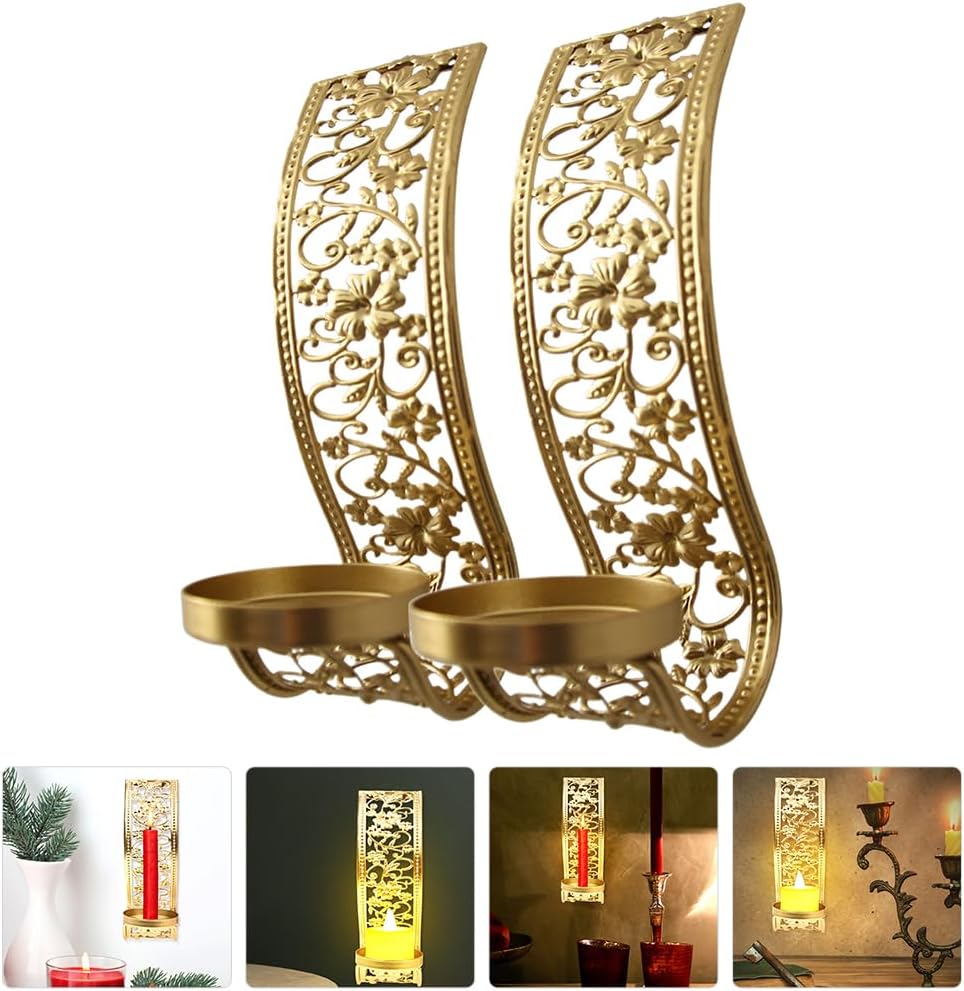 Home Decor,Candle Holder,Candel Holder 2pcs Hollow Wall Candle Holders Metal Craft Wall Candle Stand Candlestick Holder Candles Holder