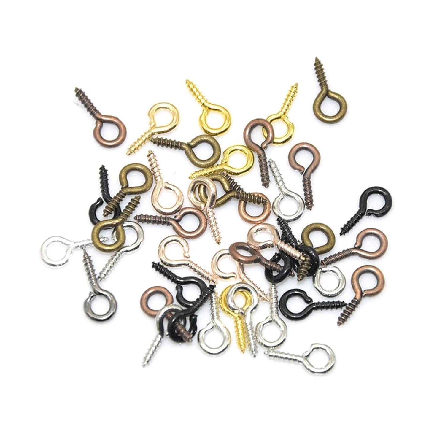 200pcs Small Mini Eye Pins Eyepins Hooks Eyelets Screw Threaded Clasps Hook for DIY Jewelry Making Findings (Color : KC Gold, Size : 4x8mm 200pcs)