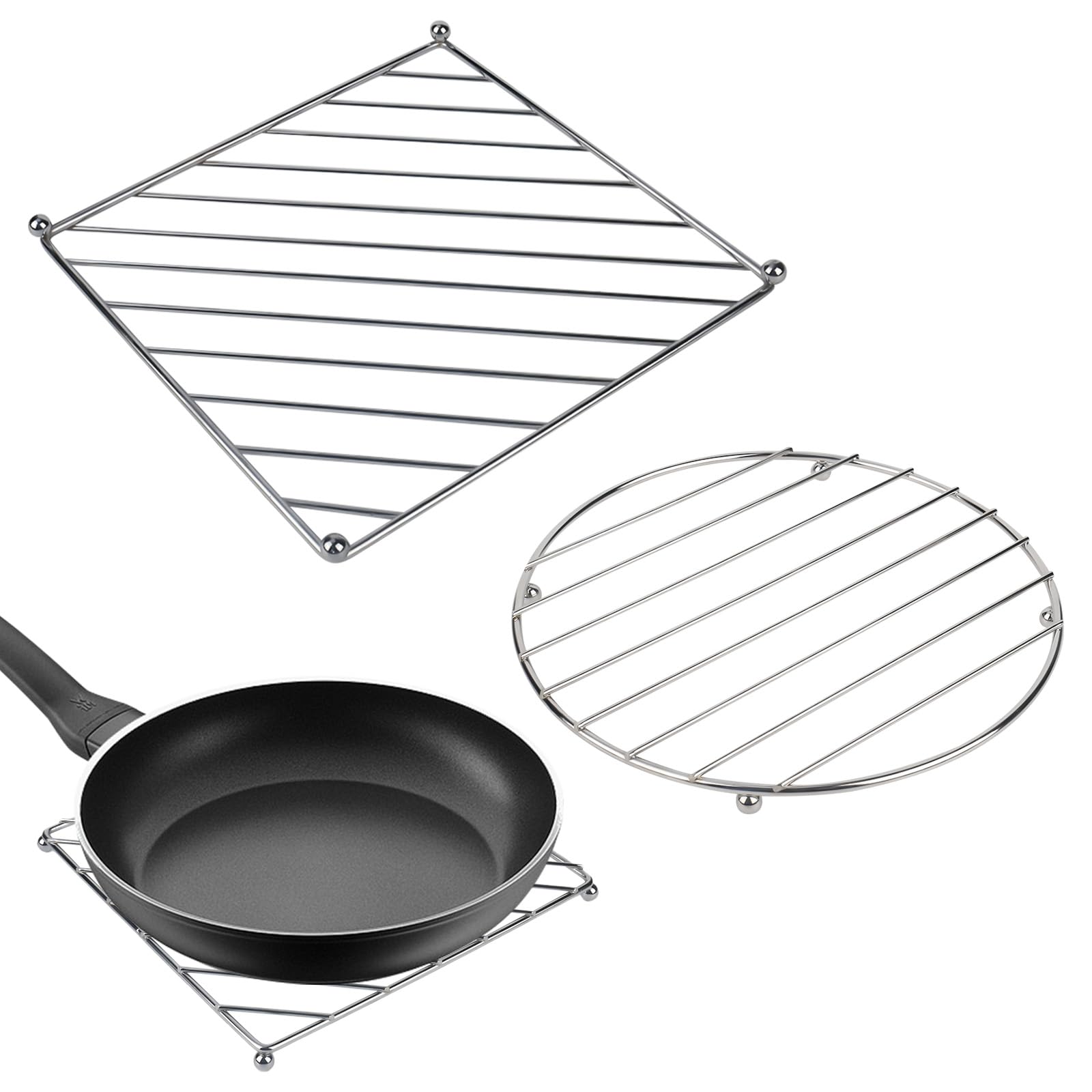 Sottopentola Da Cucina 4All In Acciaio Inox – Resistente Al Calore, Antiscivolo, 2 Pezzi, Verde, Proteggi Piani Cottura