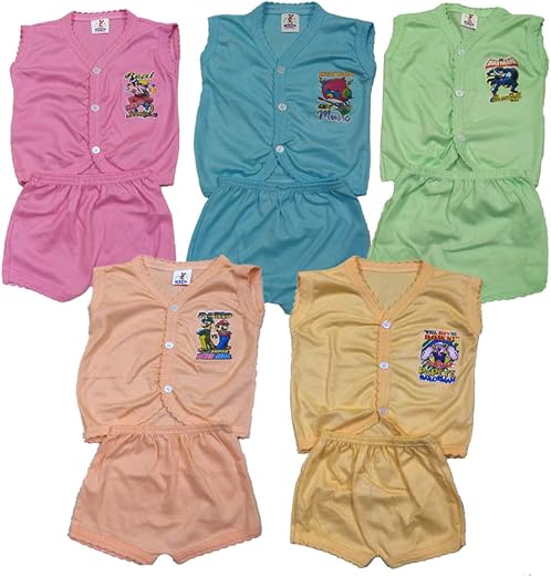 SSRK Doodle Trendy Cotton Kids Clothing Sets (Pack of 5) (Multi, 0-6 Month 12 inch)