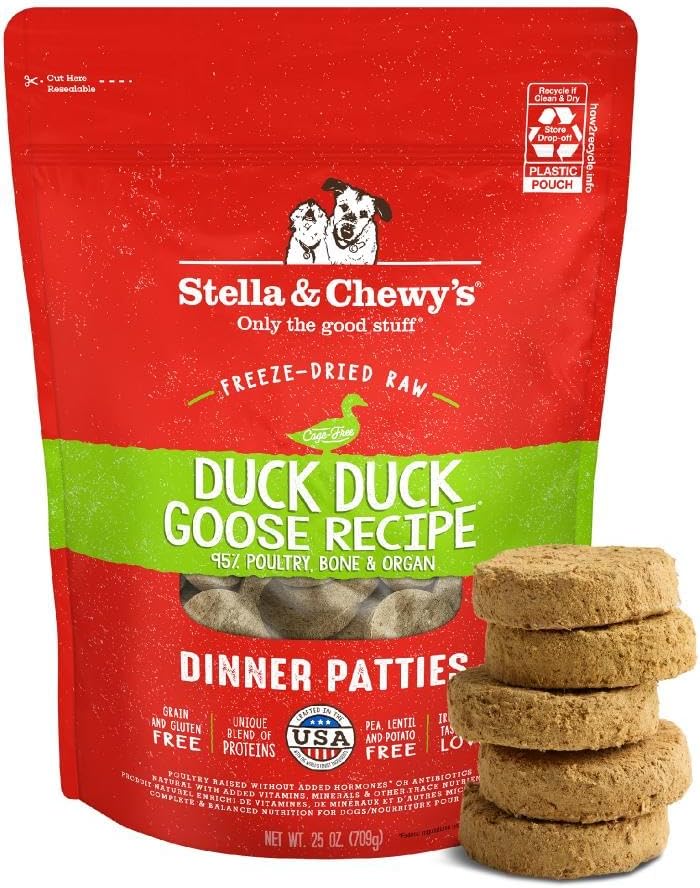 STELLA Chewy's Freeze Dried Duck Goose For Dog Organic Fruits & Vegetable Meal 25z
