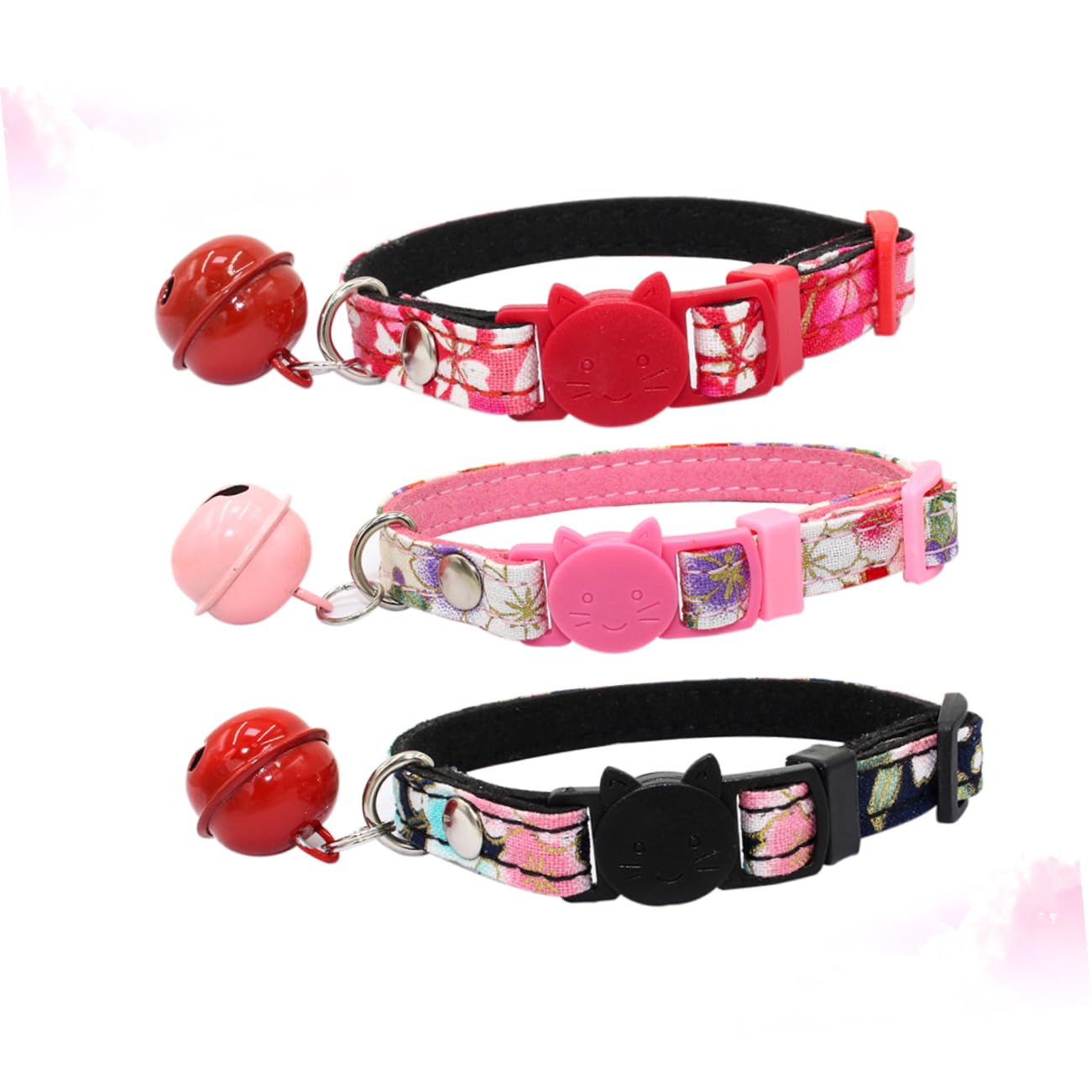 Kisangel Lot De 3 Colliers pour Chat Uniques De Style Adorables Colliers pour Animaux De Compagnie avec Et Clochette pour Chiens Et Chats Taille S Noir Et Rouge 3 Pièces X 3
