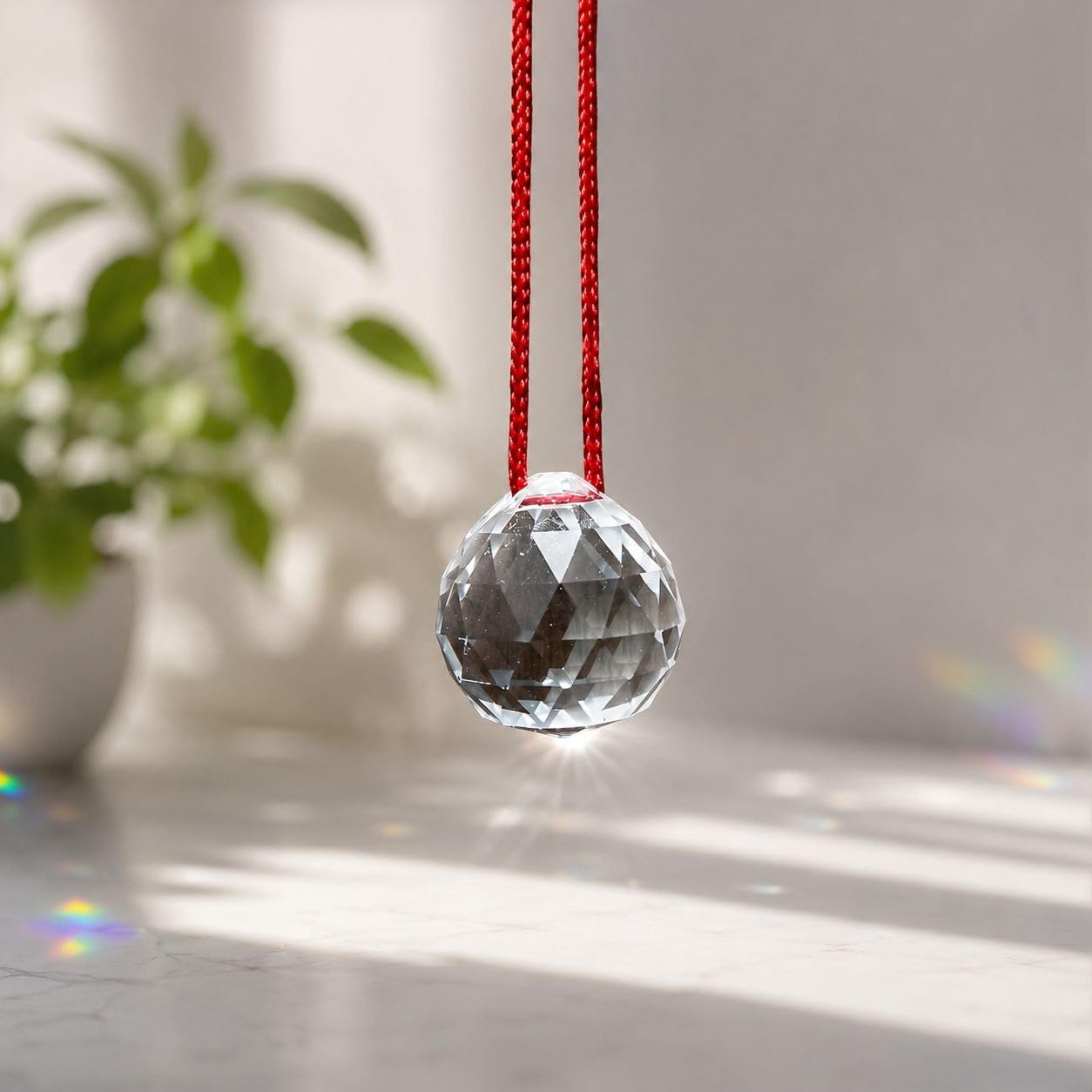 Crystal Hanging Suncatcher Prism Ball, Glass Rainbow Maker Pendant, Feng Shui Window Decor for Home, Office, Car-image-42