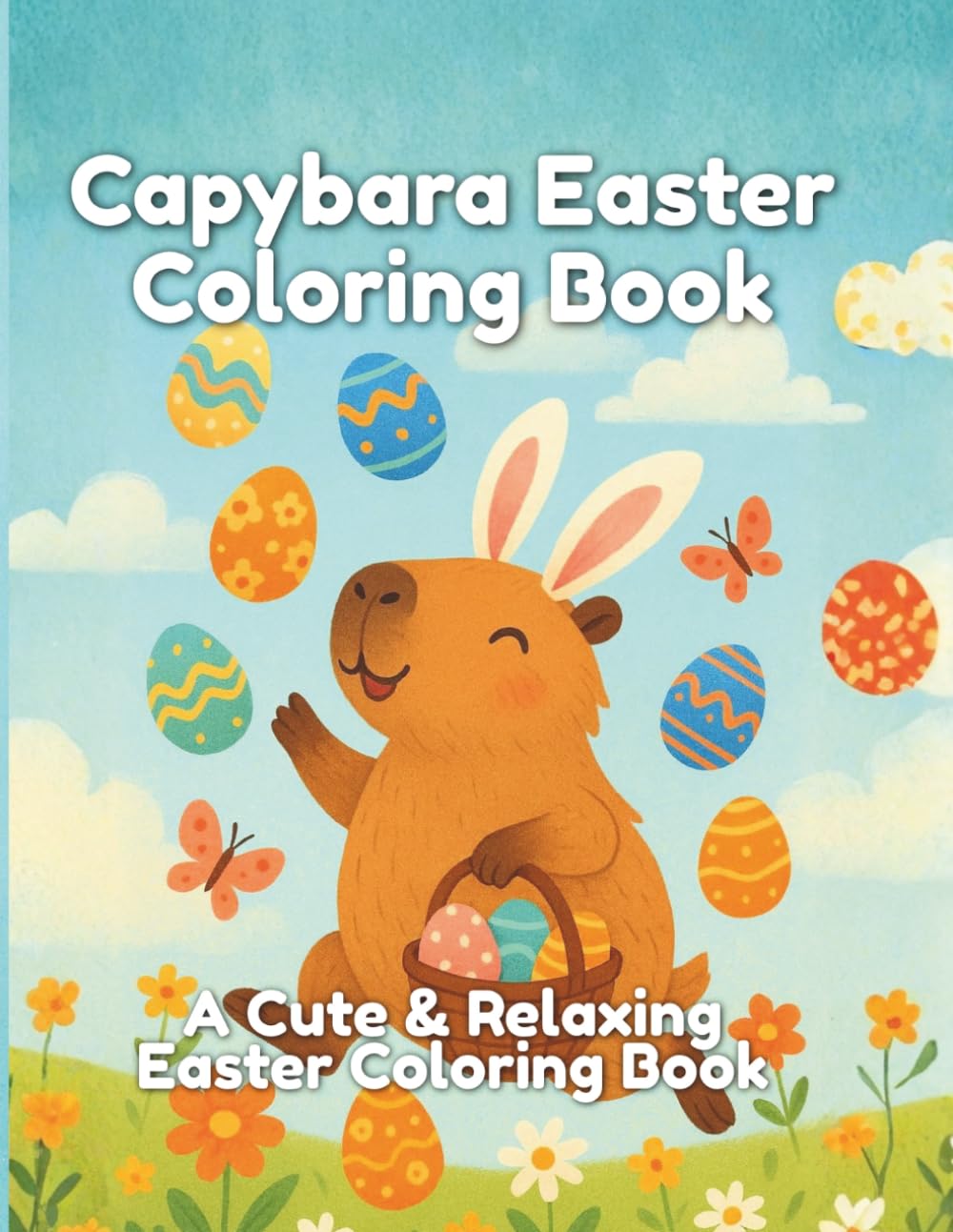 Capybara Easter Coloring Book for Kids and Adults: Cute and Relaxing Easter Scenes with Adorable Capybaras, Decorated Eggs, Spring Designs and Fun Activities
