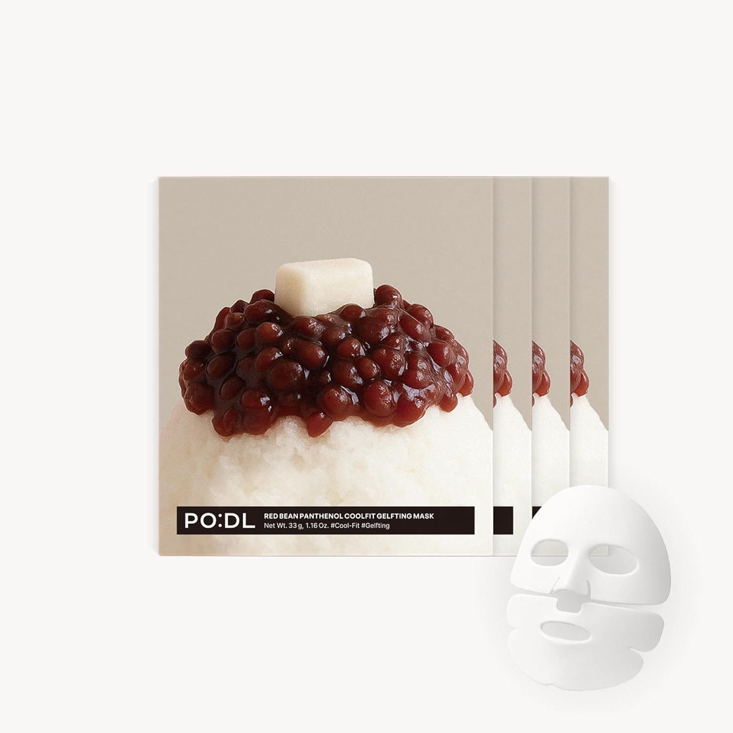 [PODL] Red Bean Panthenol Cooling Lifting Mask(4ea) |Dual-Layer Hydrogel Sheet for Instant Cooling & Pore Tight| Peppermint De-Puff & Calming Care | No Irritation for Sensitive Skin | Korean Face Mask