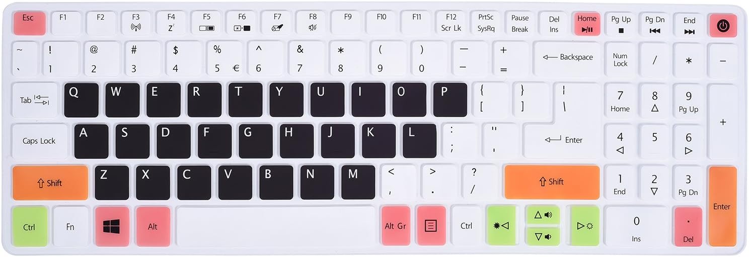 Keyboard Cover for Acer Aspire E 15 E5-575 E5-576G E5-574G E5-573G ES15 ES1-572 / Aspire E 17 E5-772G / Aspire V15 V17 VN7-592G VN7-792G F15 F5-571 F5-573G / Aspire 3 A315 / Aspire 7 A715, Candy Black