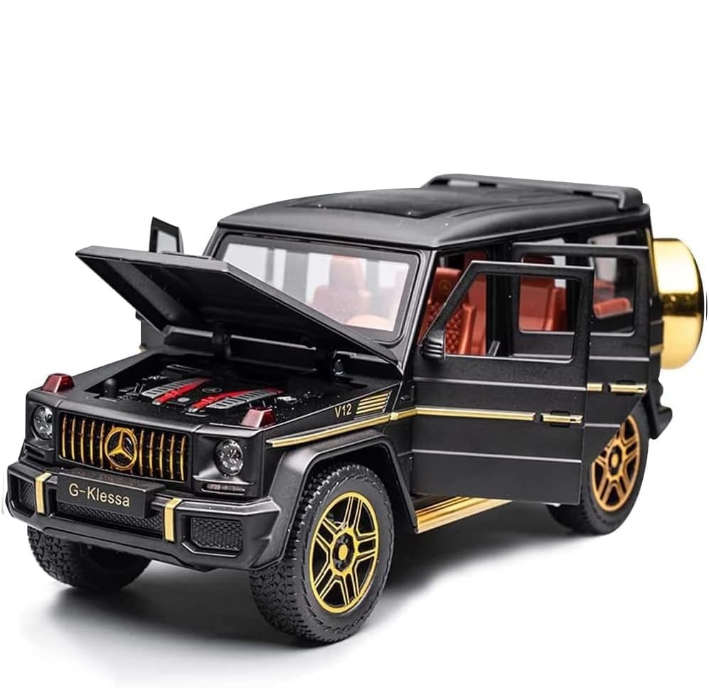 Image of Alloy Metal Car 1:24 AMG G63 G-Klessa Diecast Pullback Toy car with Openable Doors & Light, Music Boys Gifts Toys for Kids (Black)