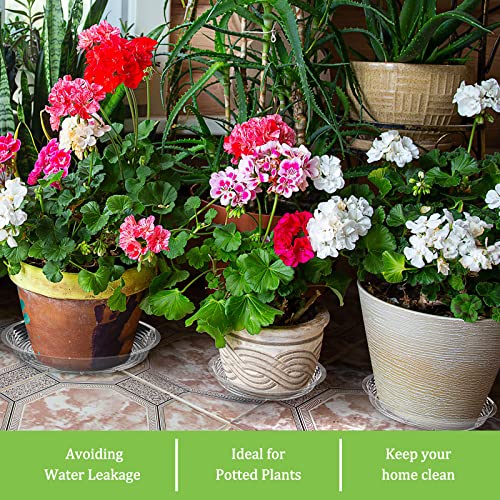 Shellwei 18 Pieces 16\" 18\" 20\" Plant Saucers Clear Durable Plant Saucer Plastic Plants Saucers for Indoors Outdoors Clear Flower Pot Drip Trays Plants Garden Pot Saucer Trays - Thumbnail 6