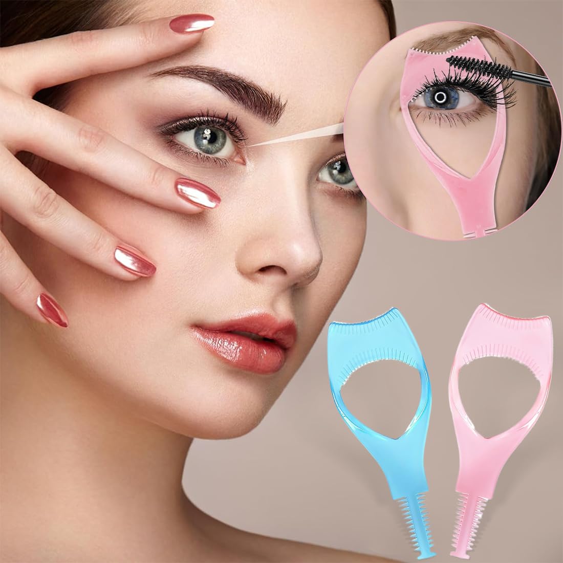 2 Pièces 3 En 1 Maquillage Cils, Mascara Guide Applicateur, Outil Supérieur Inférieur, Peigne Cosmétique, Silicone pour Mascara