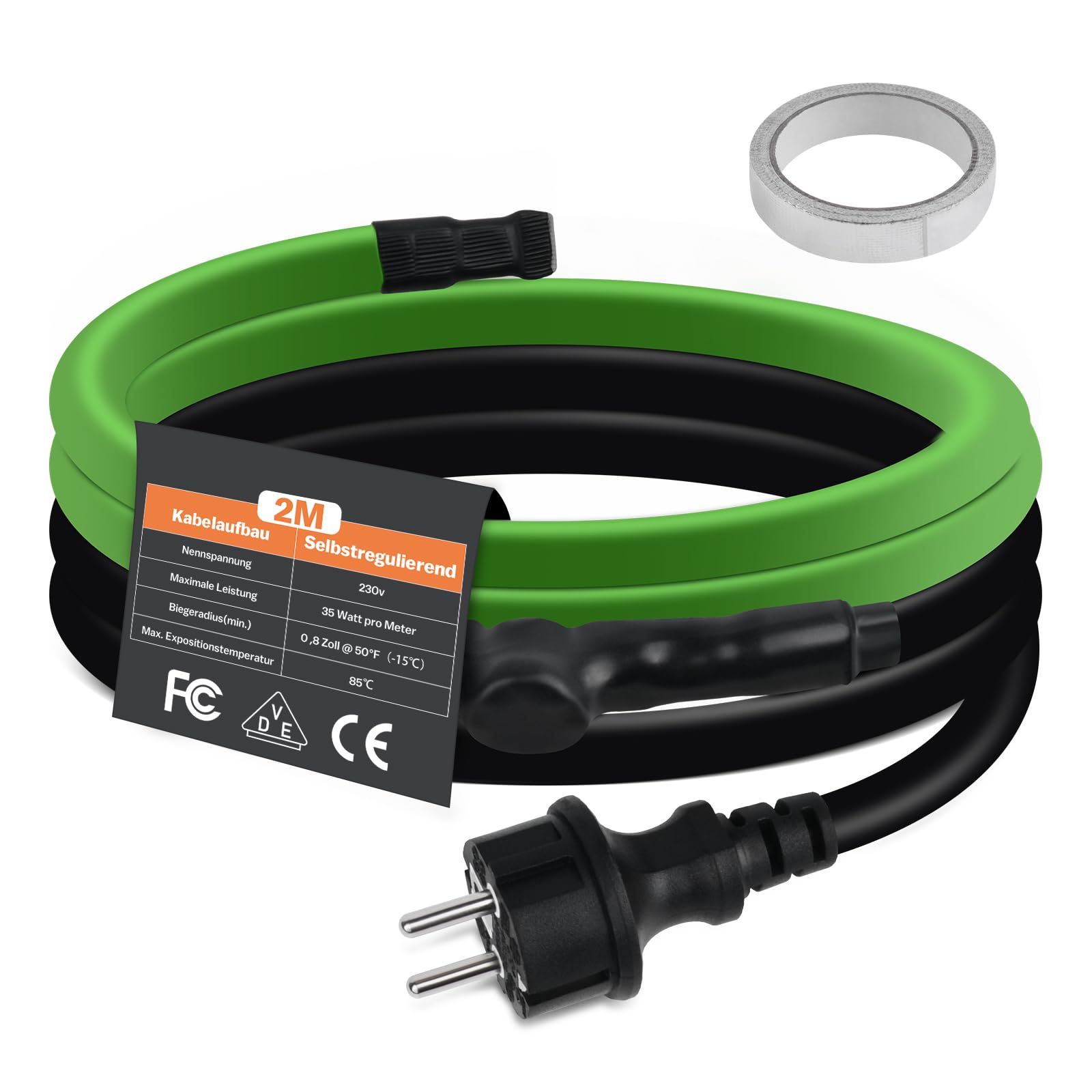Vrietina Selbstregulierendes Heizkabel, 2M Frostschutz Heizkabel mit