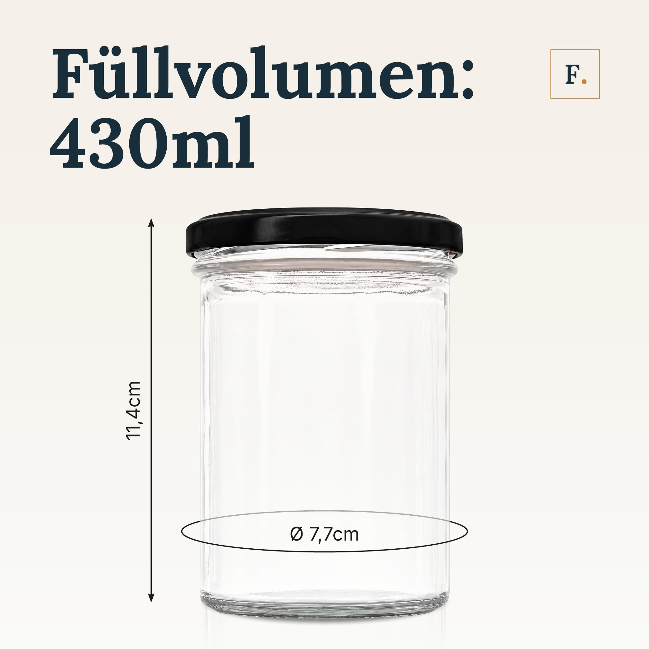 flaschenbauer.de Set di 96 vasetti da 430 ml con coperchio Twist Off TO82 per inscatolare zuppe, alimenti per bambini (coperchio nero, TO82)