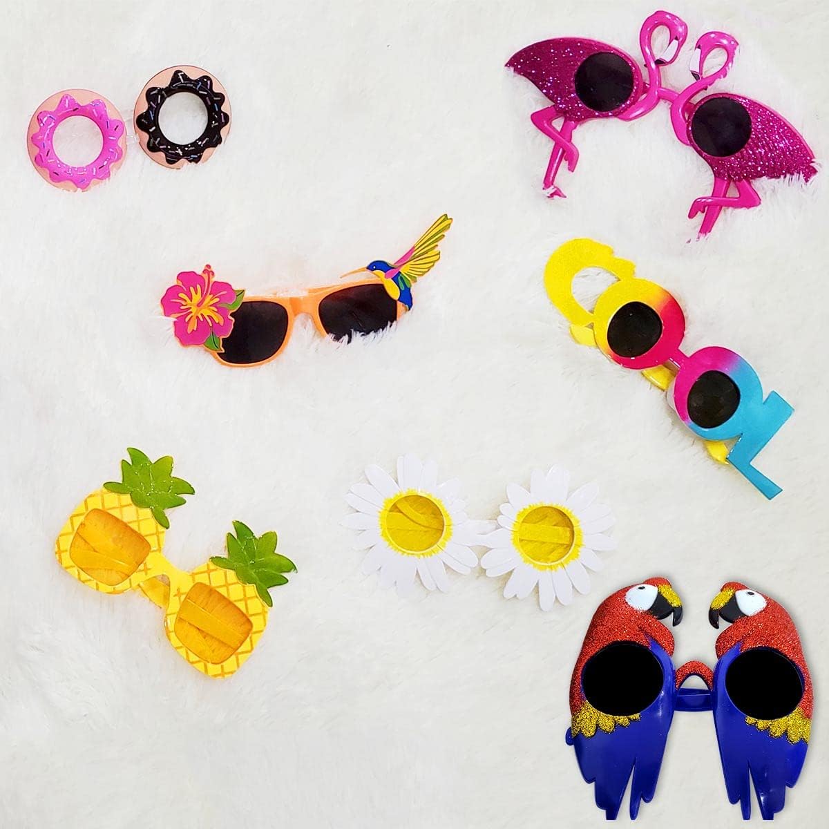 Poptrend 7 Pack Luau Party Glasses,Hawaiian Funny Glasses for Summer Party Supplies,Kids,Teens,Adults Beach Party Favors - Image 3