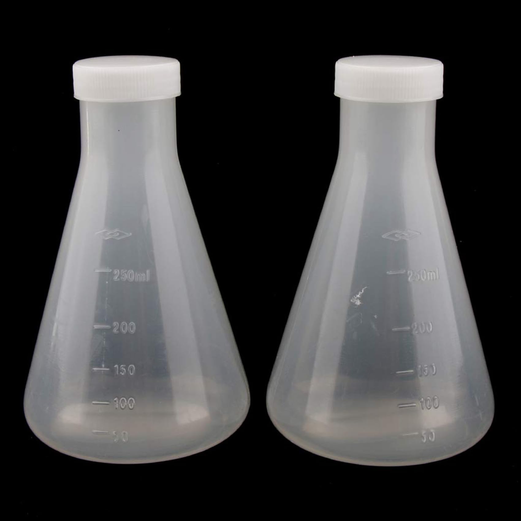 Beuta da Laboratorio Conica nel Plastica Graduata, Misurabile, Parete Liscia e Spessa, 20 Bottiglie da 250 Ml