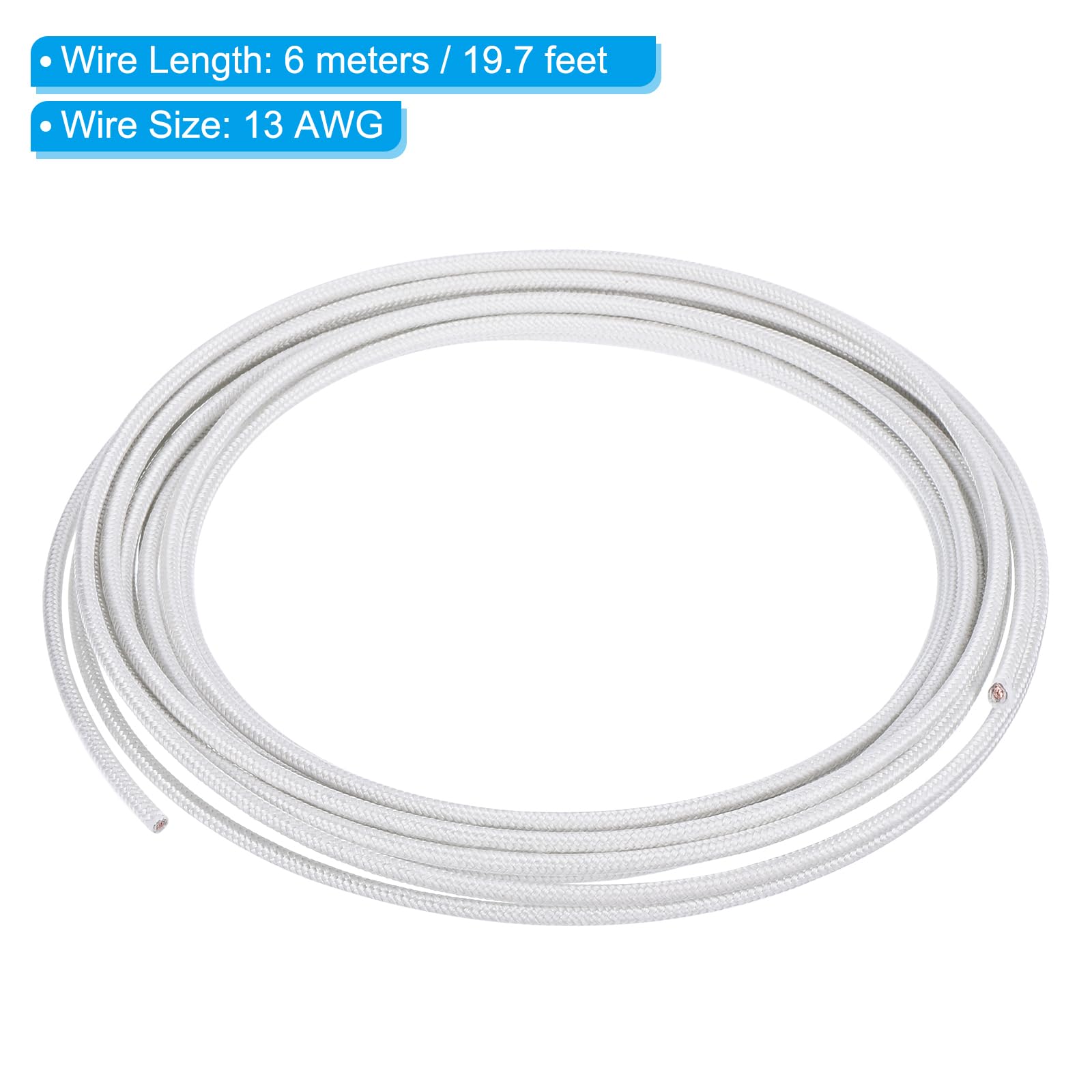 Cavo Elettrico In Rame Con Isolamento Mica - 3m 13AWG Per Alte Temperature Fino A 500&deg;C, Bianco