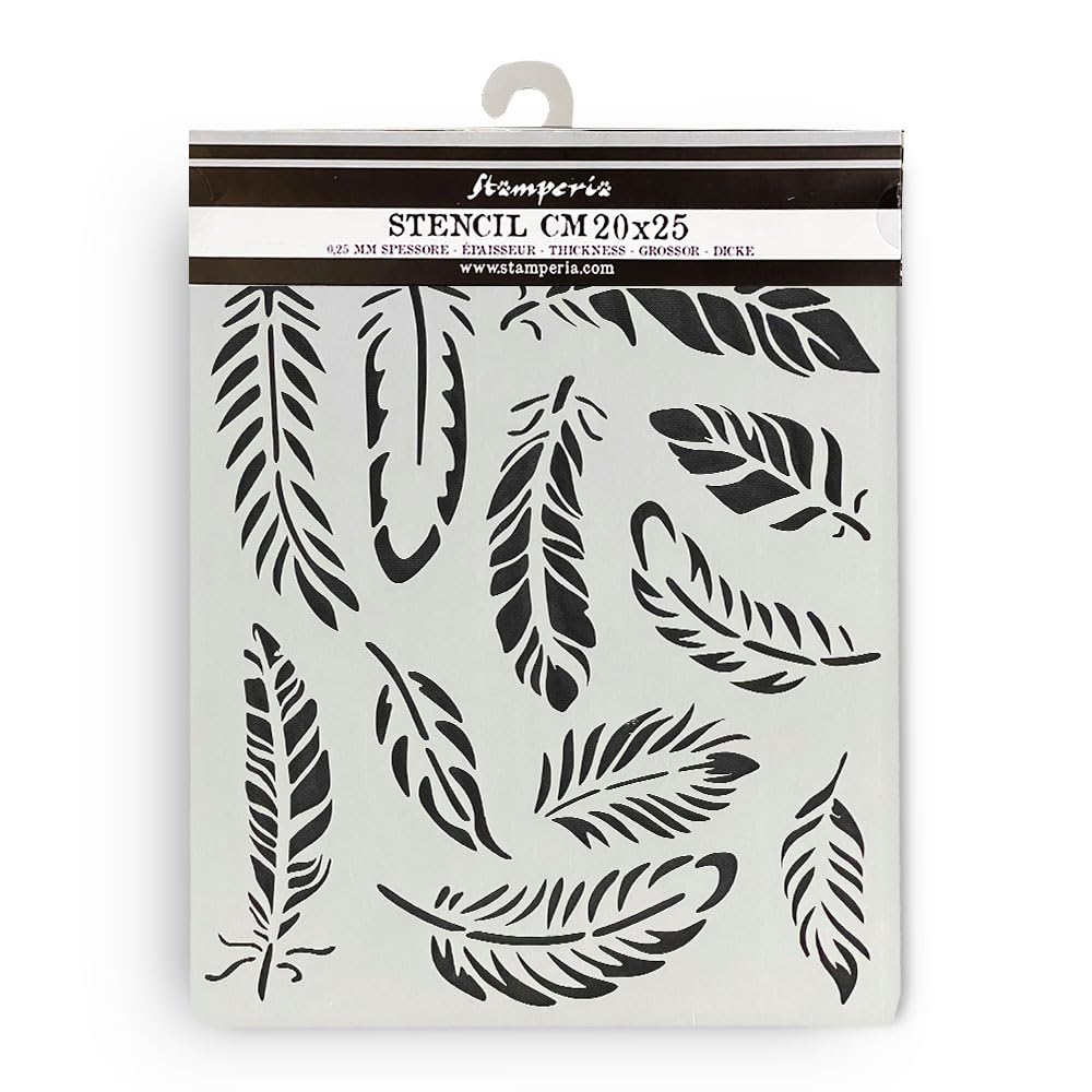 Stamperia - Thick Stencils for Scrapbooking, Albums, Card Making, Bullet Journalling and More, Feathers, Flexible Material, Easy to Clean, Perfect for Hobbies, Crafts and Gifting (Lavender)