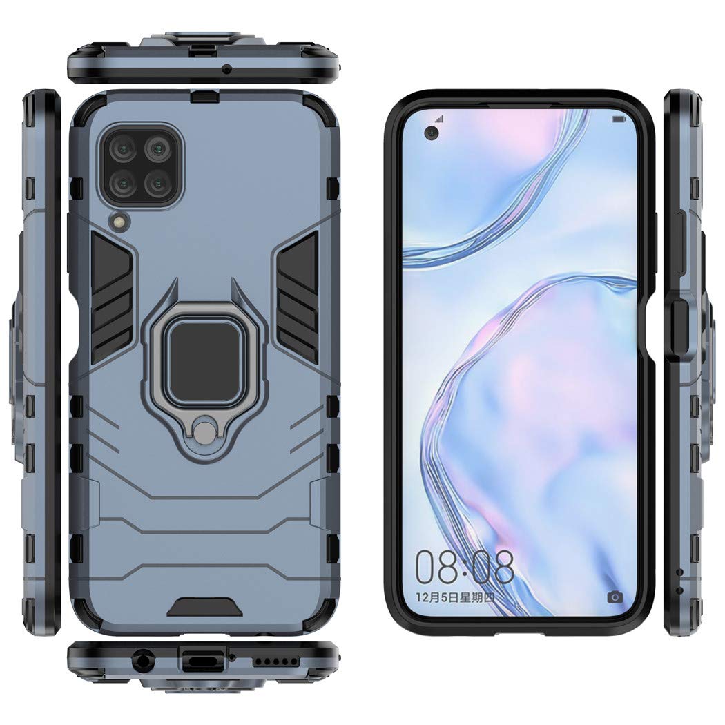 NALIA Ring Handyhülle Kompatibel Mit Huawei P40 Lite Hülle, Silikon Cover Mit 360-Grad Finger-Halter Für Magnetische KFZ-Halterung, Schutzhülle Phone Case Handy-Tasche Etui Bumper, Farbe:Schwarz