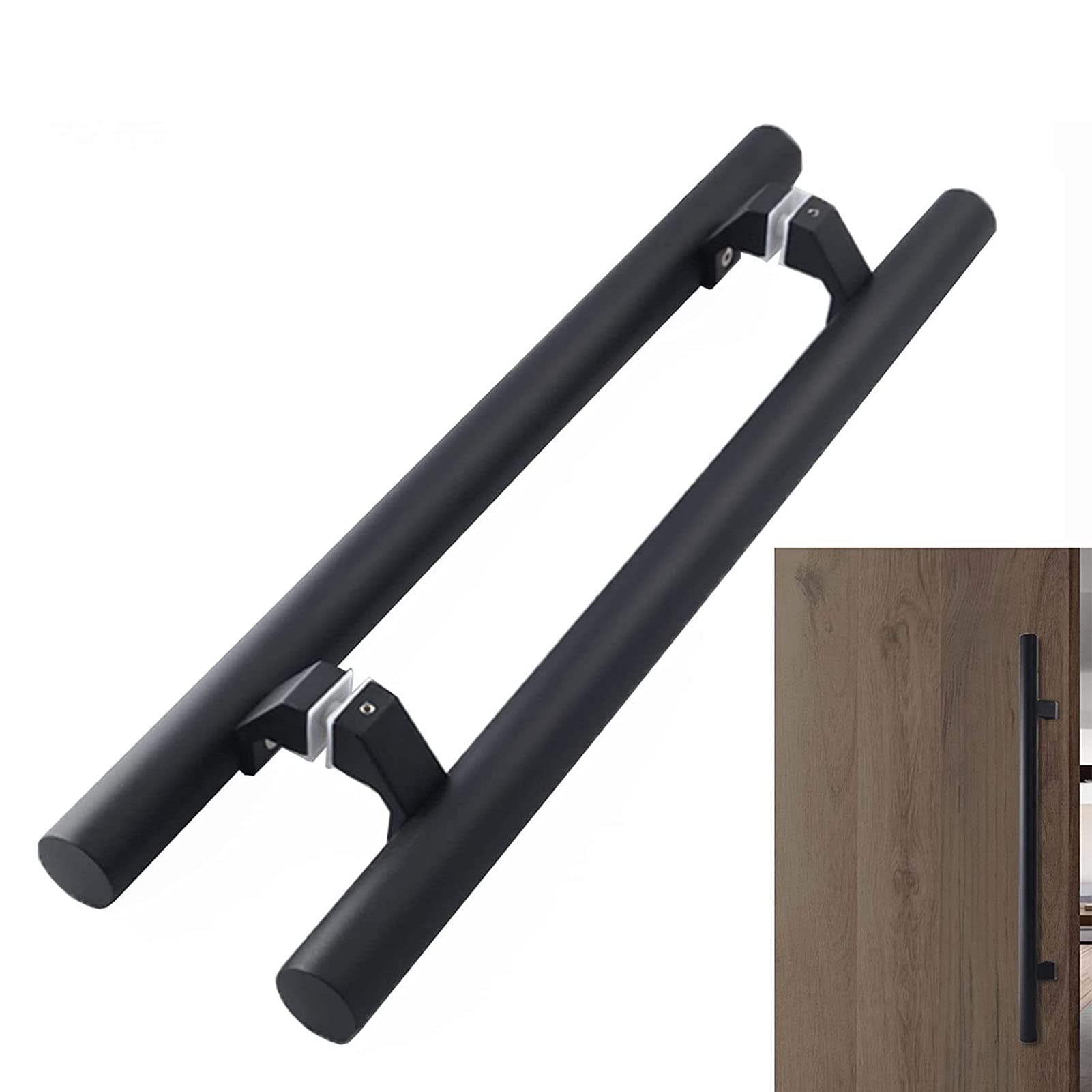 MXXQRHF Matte Black Long Door Handles - Heavy-Duty Stainless Steel Push Pull for Bar, Shower, Glass Doors - 90cm x 120cm, Durable & Stylish Hardware
