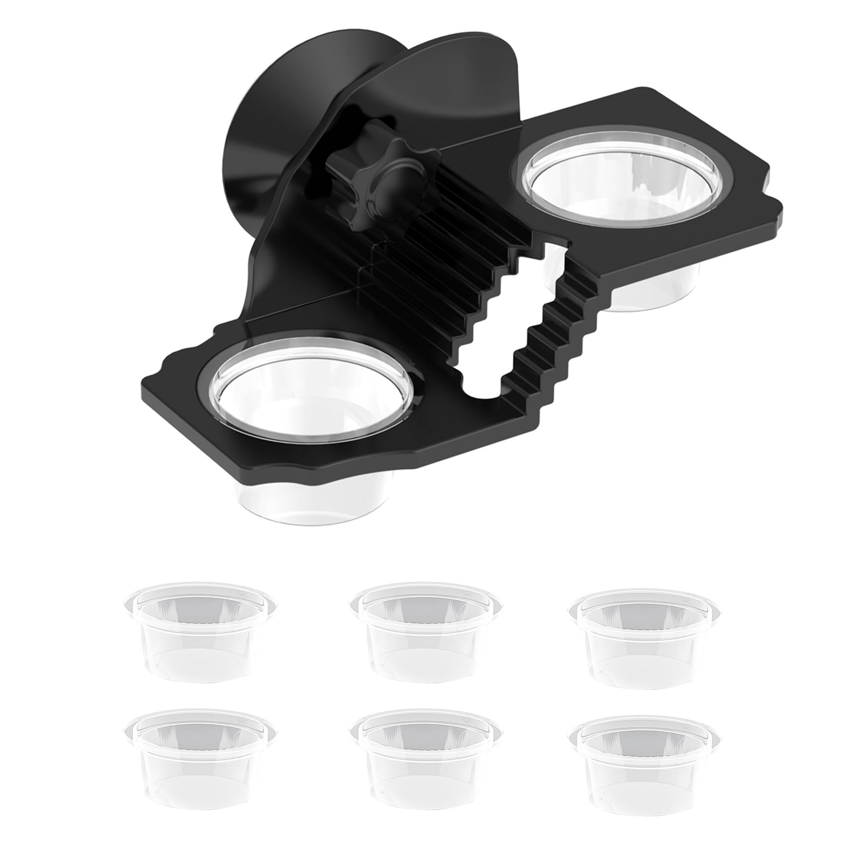 Reptile Feeding Ledge with 6 Cups, Suction Cup Food & Water Bowl for Geckos, Frogs, Chameleons – Easy-Clean Dish for Terrarium & Small Pets