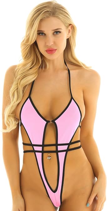 Womens Extreme Halter Neck Sling High Cut Thongs Leotard Swimming Costume Swimsuits