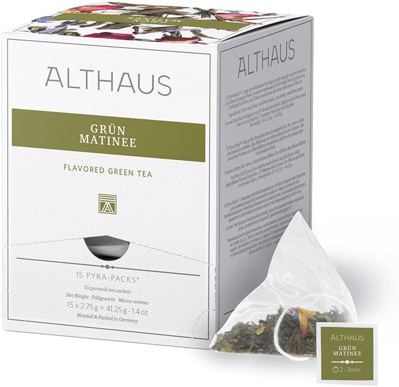 Althaus Matte Green Tea Pyramid Bag Green Tea Exotic Fruit Flavour Green Tea 15 x 2.8g