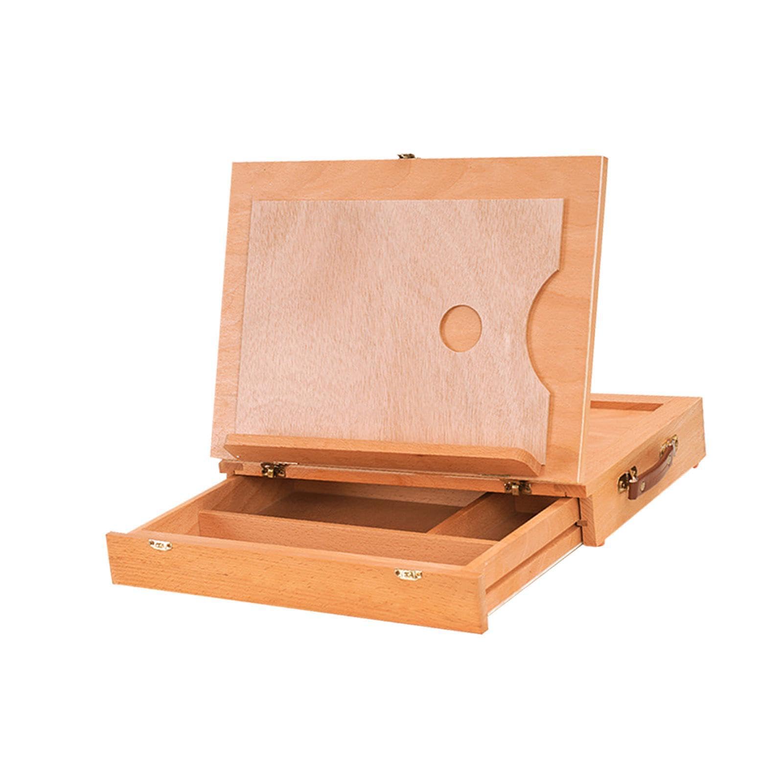 Chevalet de table en bois avec boîte et lisse, idéal pour la peinture, le dessin et le traçage, Beige, M.