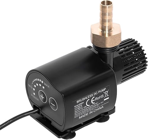 Miniatura 4 de Bomba de agua sumergible de 12 V, flujo ajustable de 210 GPH para acuariofuentehidroponía, bomba de CC silenciosa con boquillas de latón, elevación