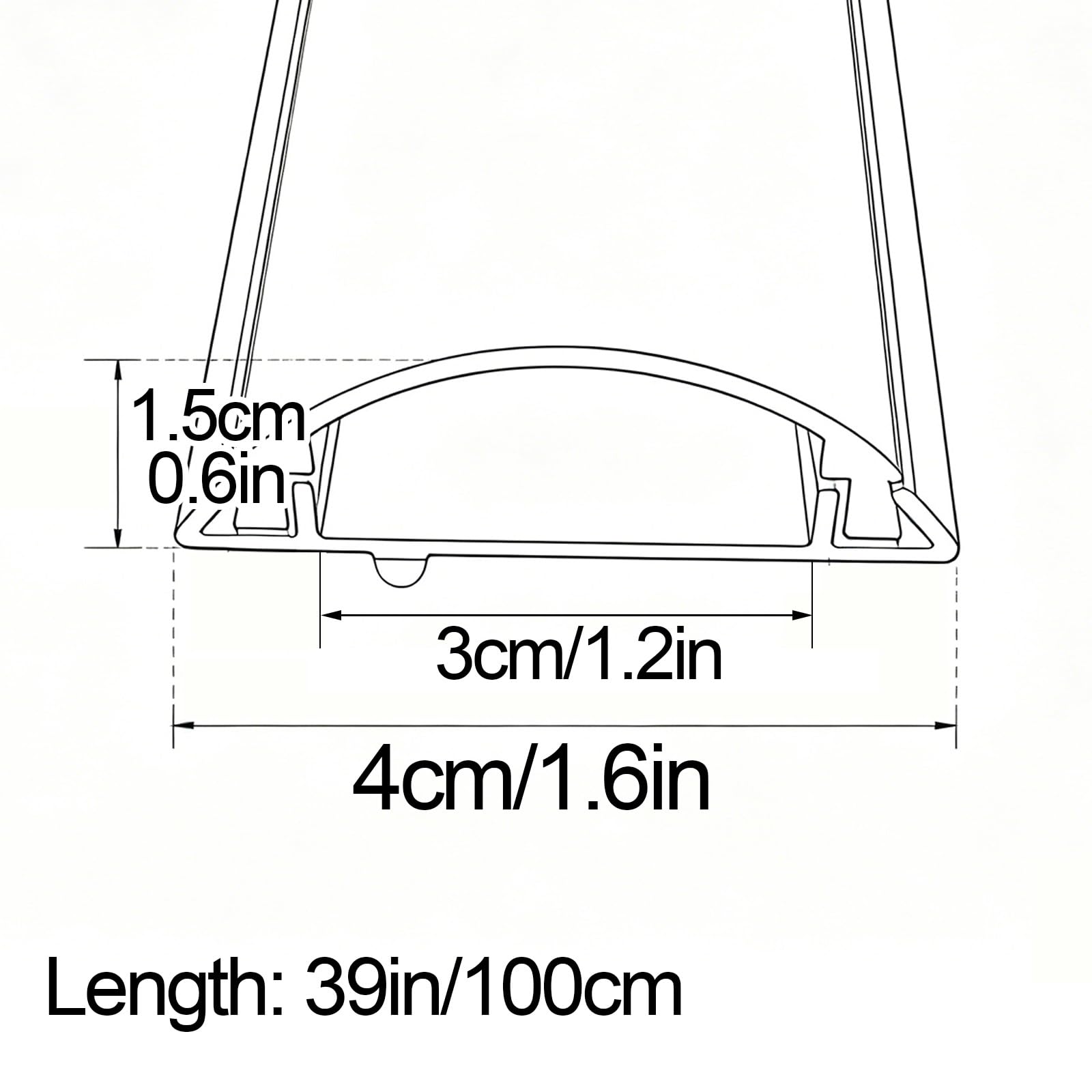Kabelskydd för Golvkablar 100x4cm Sladdorganisatör för 4 Små Kablar Aluminiumkabelskydd Hemmakontor Eller Utomhusbruk