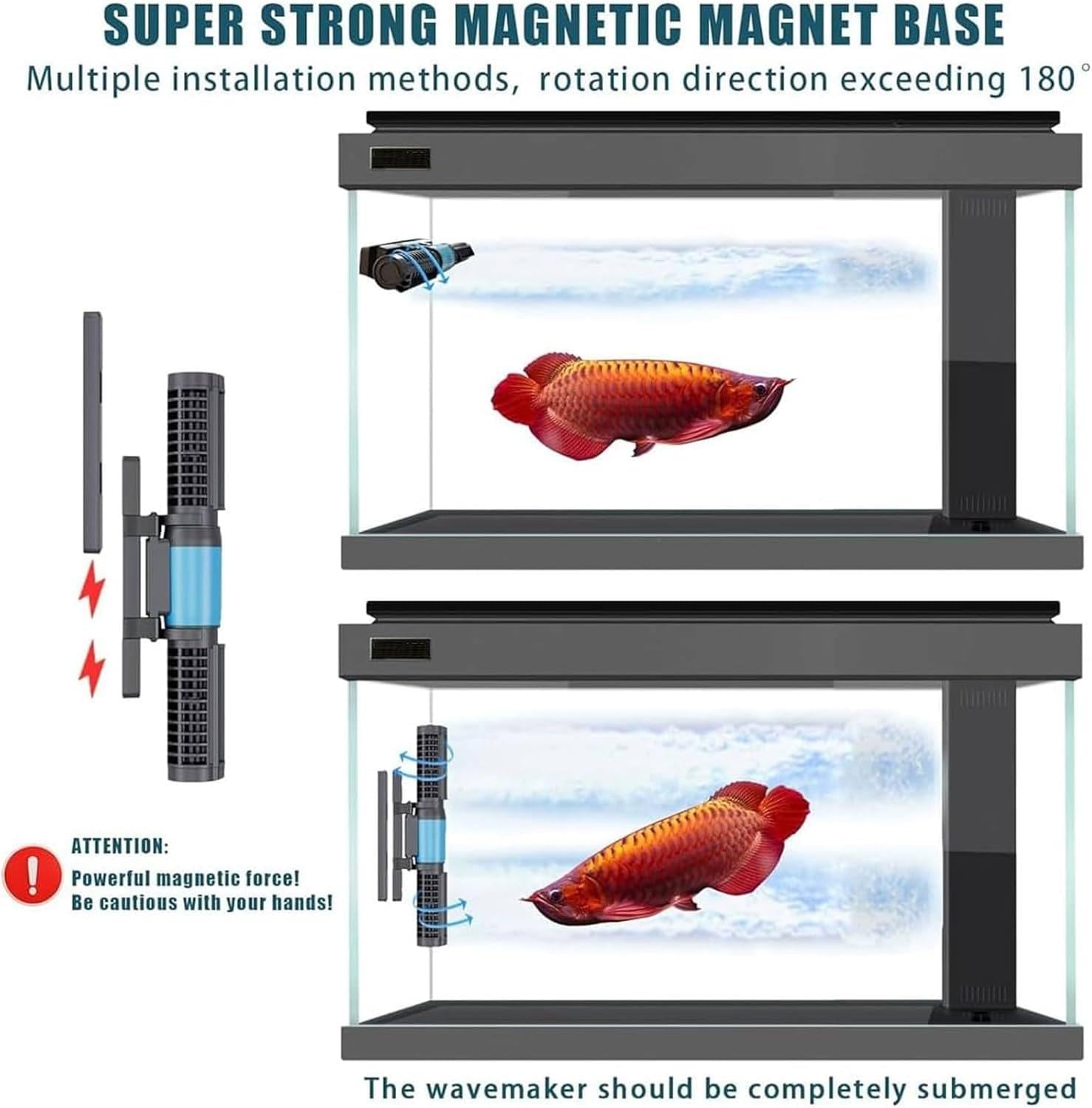 Generador de Olas para Acuario de 15 W, con Controlador de Pantalla LED, Bomba de Flujo Cruzado de 4 Niveles de Ajuste, para acuarios de Agua Dulce, Marinos y de Arrecife.