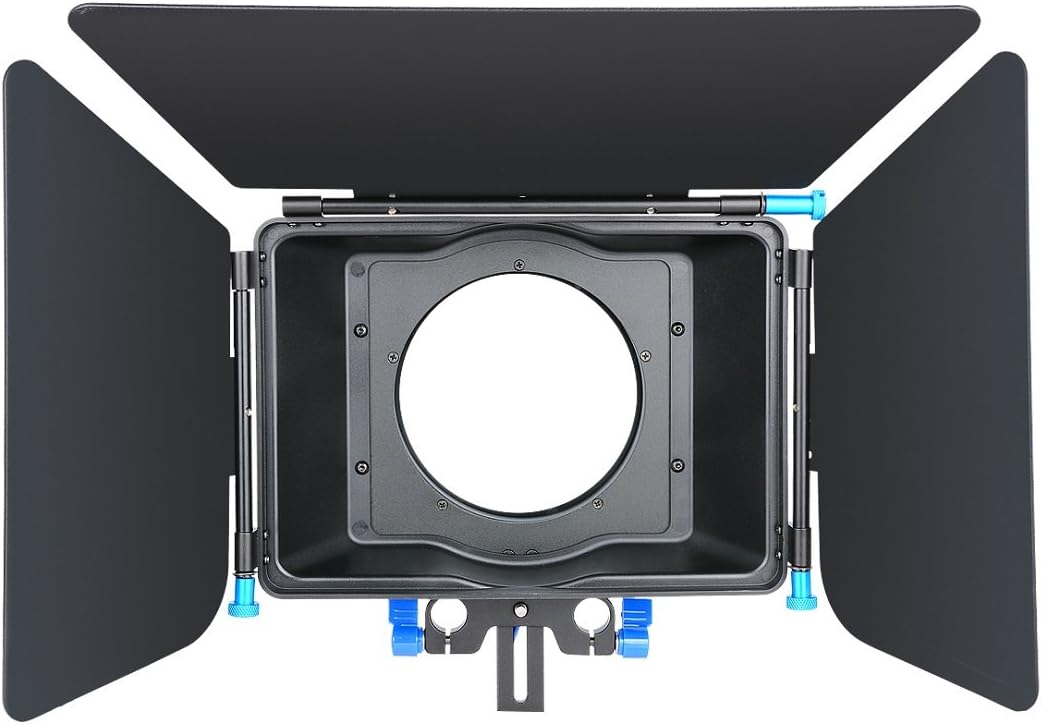 Annsm Matte Box with Aluminum Alloy Material for 15mm Standard Rail Rods for Canon Sony Panasonic Nikon Fujifilm Olympus Cameras Camcorder Lenses Diameter Less Than 100mm with 4 Poron Donut Rings