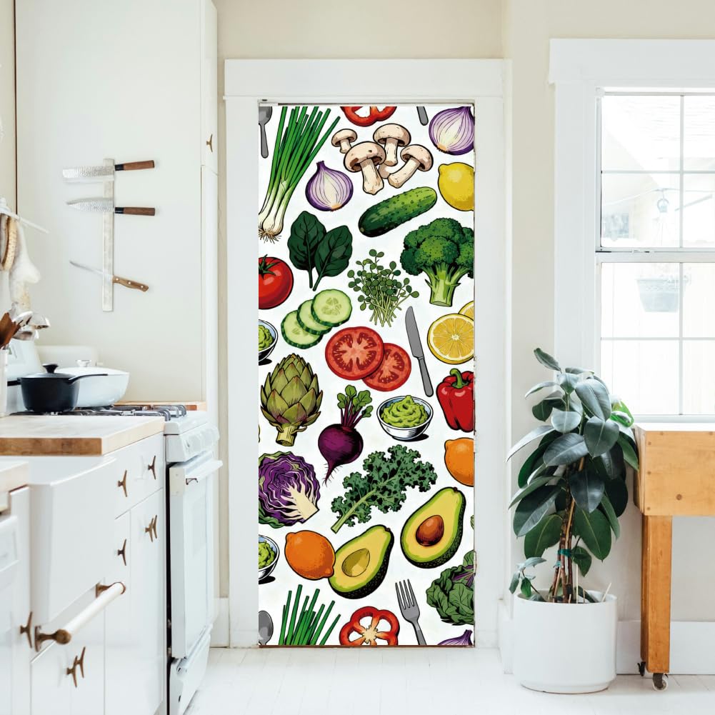 arricraft 2 Pcs Self-Adhesive Door Sticker, Vegetable Design