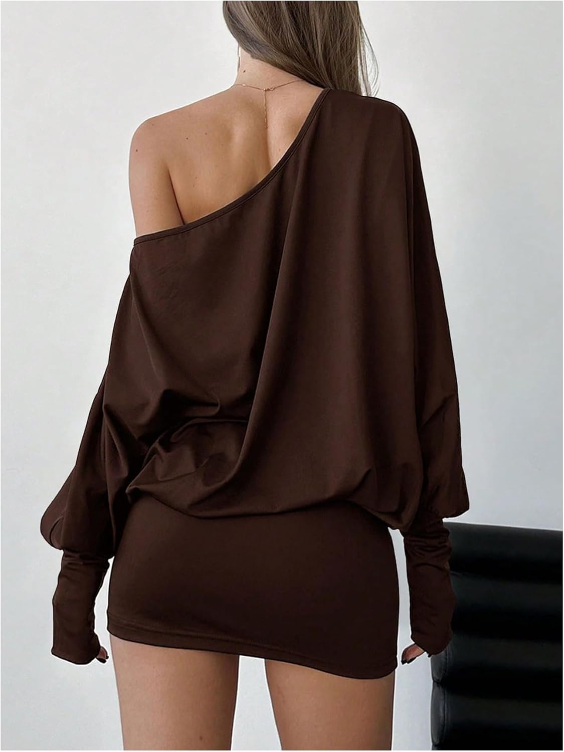 SOLY HUX Women's Long Sleeve Off The Shoulder Dress Y2k Mini Dress Streetwear Music Festival Outfits - Image 2