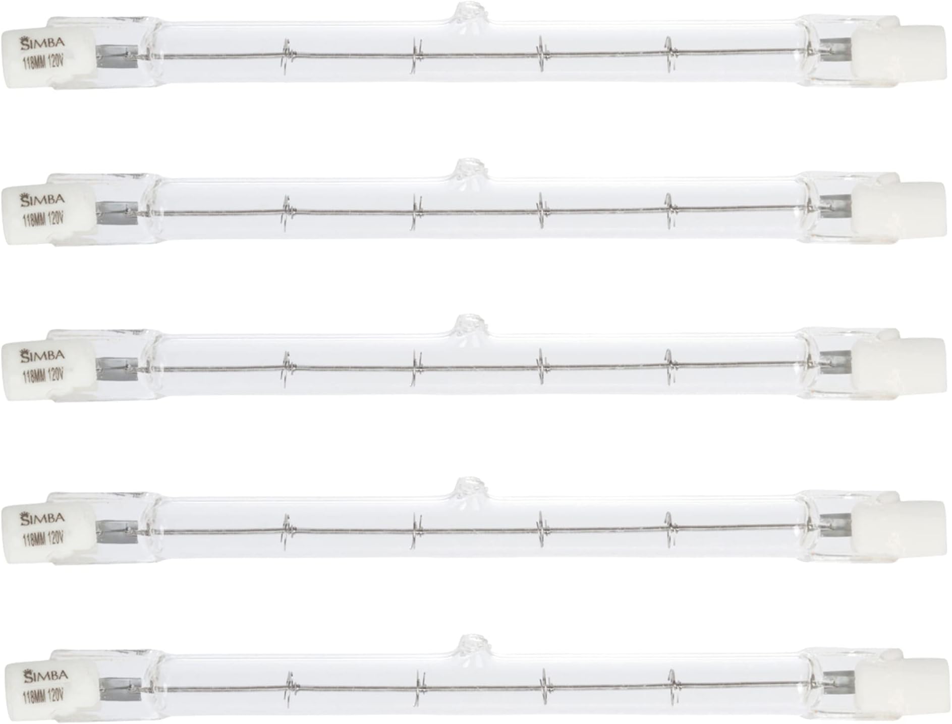 - Halogen R7S 118mm T3 150W Dimmable 1500lm (5 Pack) J Type Linear Double Ended Floodlight Bulb 360° Beam Angle 120V for Work, Security, Landscape Lights, Floor Lamps, Warm White 2700K