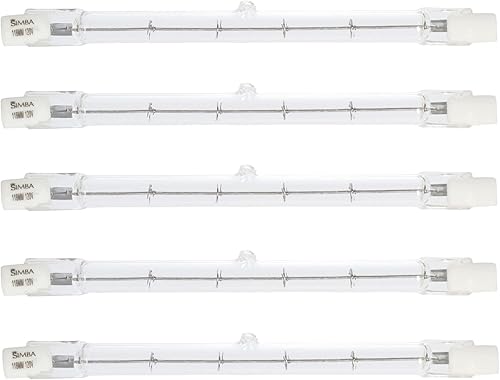 Simba Lighting Halogen R7S 4646in T3 500W regulable 7500lm paquete de 5 Bombilla de reflector lineal de doble extremo tipo J 360 ángulo de haz 120V