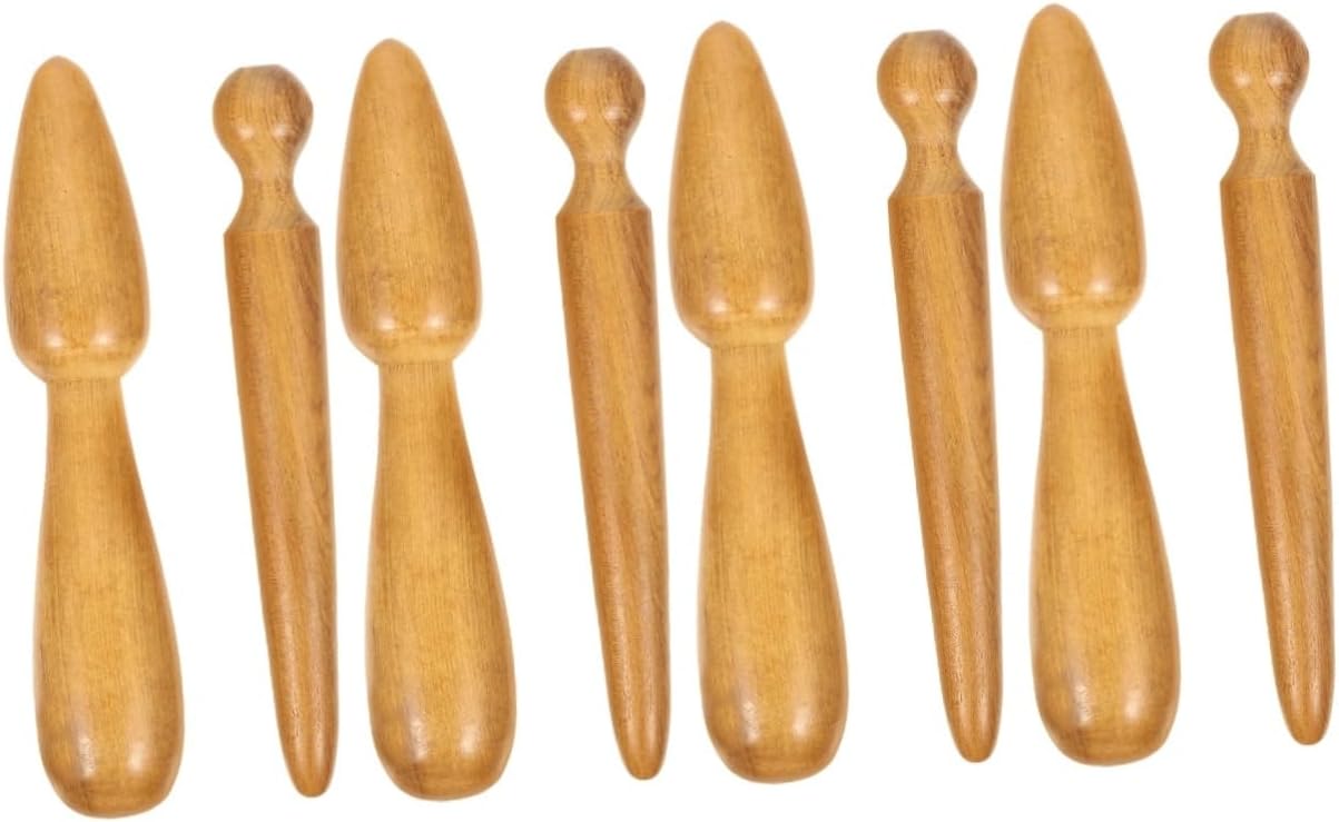 Beavorty 8pcs Handheld Massage Sticks Wooden Acupuncture Point Rods for Foot Hand and