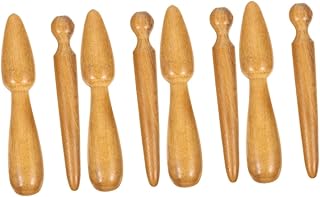 Beavorty 8 Pcs Acupressure Stick Massage Trigger Stick Grabber Massage Roller Stick Thai Wood Back Stick Wood Thai Feet Facial Roller Foot Tool Head Wooden Spa Scraping Stone