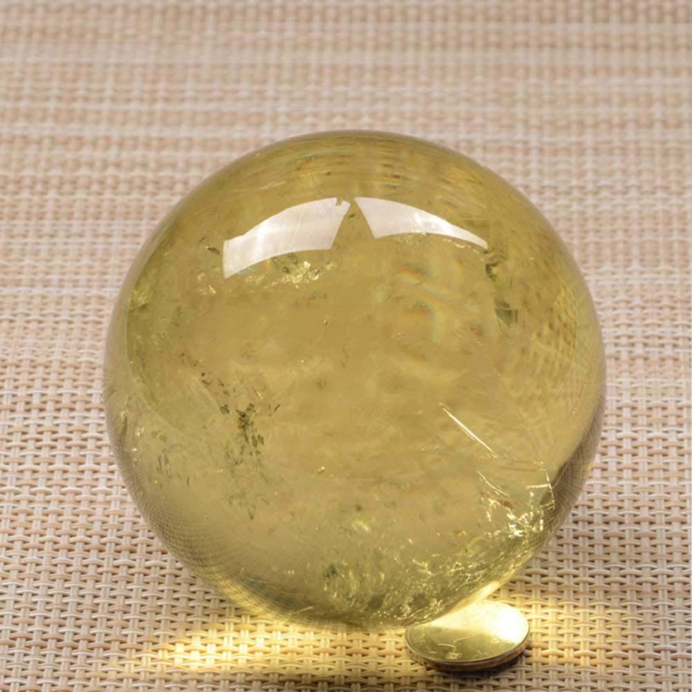 Ornamenti di sfera di cristallo giallo naturale Sfera di pietra di cristallo lucidata a mano Sfera di cristallo di quarzo Sfera di pietra Soggiorno moderno Xuan GUI Armadietto del vino Mobile TV Decor