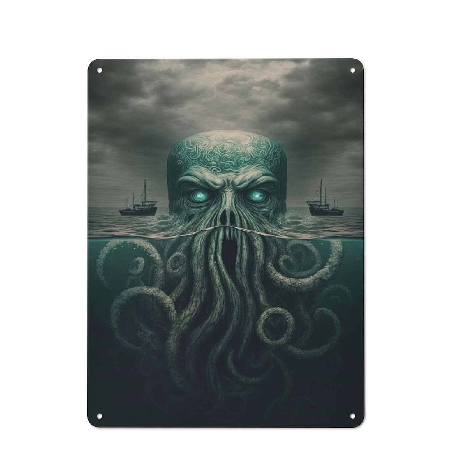 Junmoney Octopus Tin Sign 40X30cm For Café Or Home Bar, Retro Wall Decor, For Garage, Workshop And Man Cave Decoration