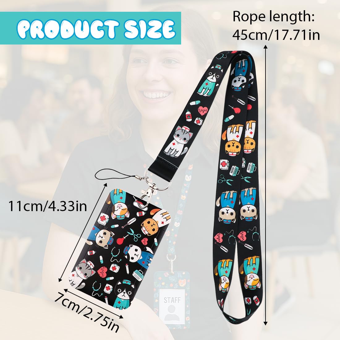 Lanyard para Enfermeras,Porta Credencial de Enfermera Cuello, Porta Credencial Rígido Cordón para el Cuello, Porta Credencial para Tarjetas de Identificación para Enfermeras y veterinarios